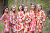 Mismatched Silk Floral Posy Patterned Bridesmaids Robes in Soft Tones