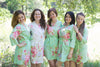 Mint Cabbage Roses Pattern Bridesmaids Robes