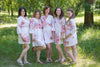 White Cabbage Roses Pattern Bridesmaids Robes