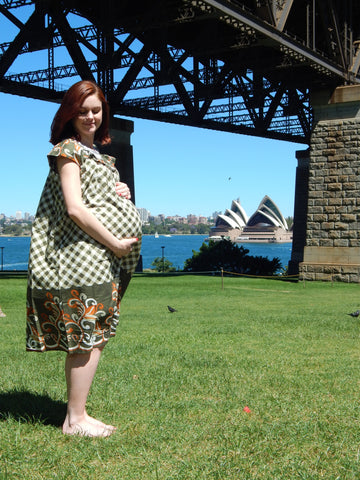 Green Plaid Floral Maxi Maternity Dress