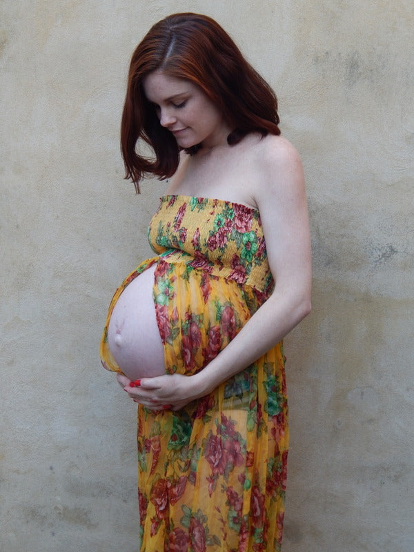 Yellow Chiffon Split Front Maternity Dress | Laughing Cherries Yellow Chiffon Split Front Maternity Dress | Laughing Cherries