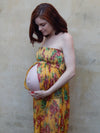 Yellow Chiffon Split Front Maternity Dress