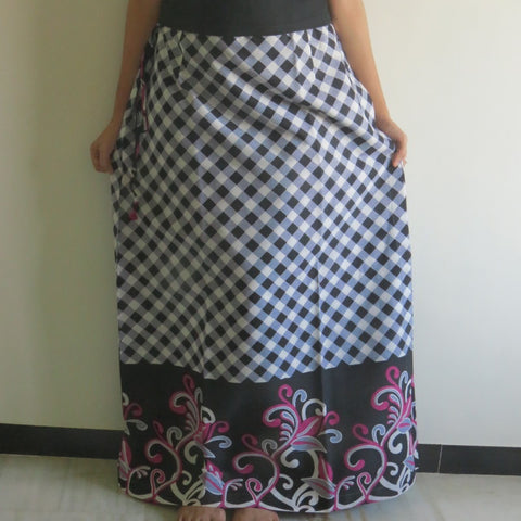 Gray Plaid Wrap Around Skirt