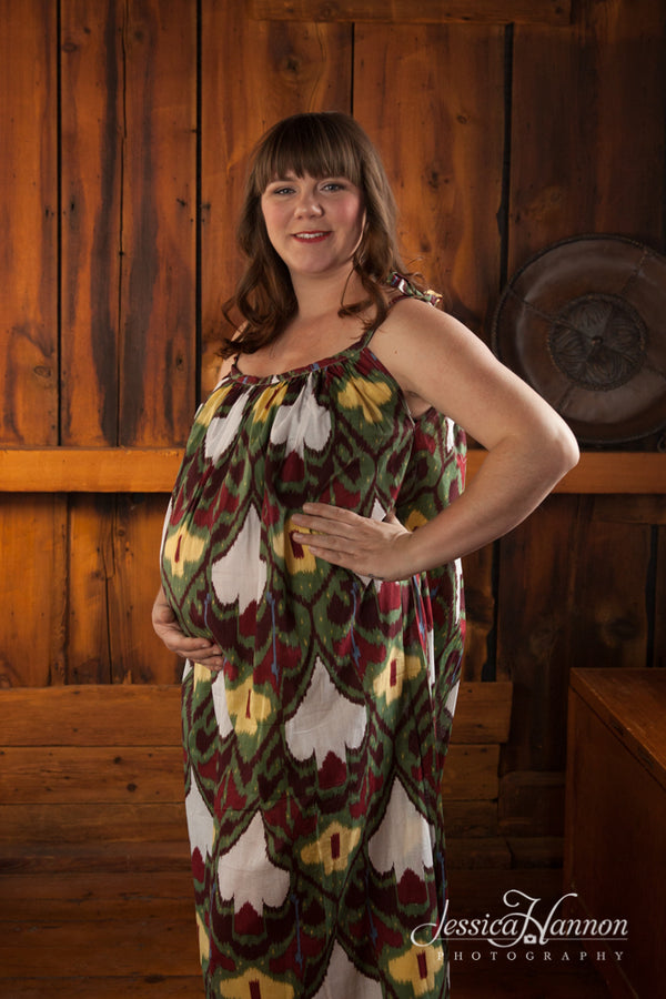 Green Aztec Maternity Maxi Pillowcase Dress Summer Dress Green Aztec Maternity Maxi Pillowcase Dress Summer Dress