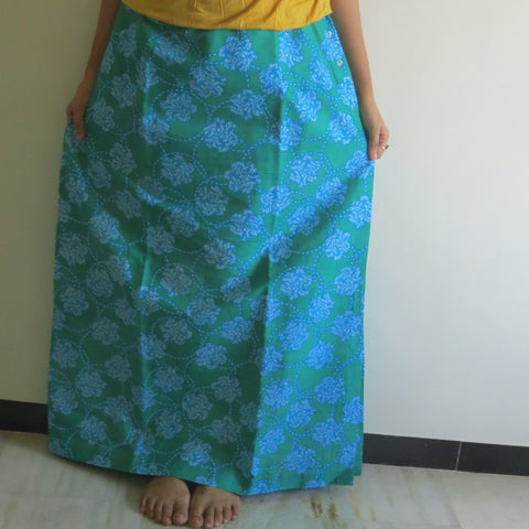 Teal Floral Wrap Around Skirt