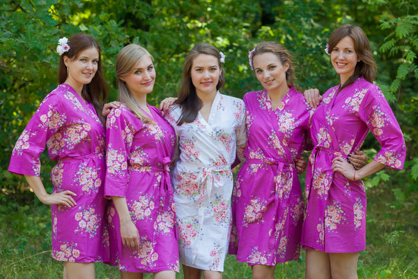 Faded Flowers Pattern Bridesmaids Robes|Orchid Faded Flowers Pattern Bridesmaids Robes|Faded Flowers