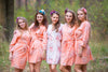 Peach Faded Flowers Pattern Bridesmaids Robes