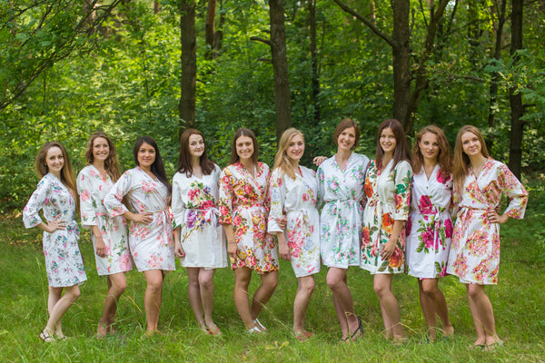 Mismatched White Bridesmaids Robes