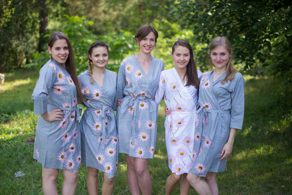 Champagne Falling Daisies Pattern Bridesmaids Robes