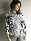 White Black Leafy Buttoned Shirt