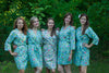 Light Blue Happy Flowers Pattern Bridesmaids Robes