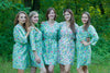 Mint Happy Flowers Pattern Bridesmaids Robes