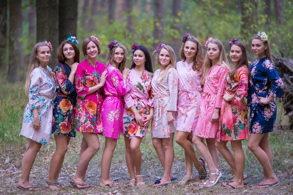 Pink, Fuchsia and Navy Blue Wedding Colors, Bridesmaids Robes