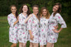 White Pink Teal Romantic Flowers Pattern Bridesmaids Robes