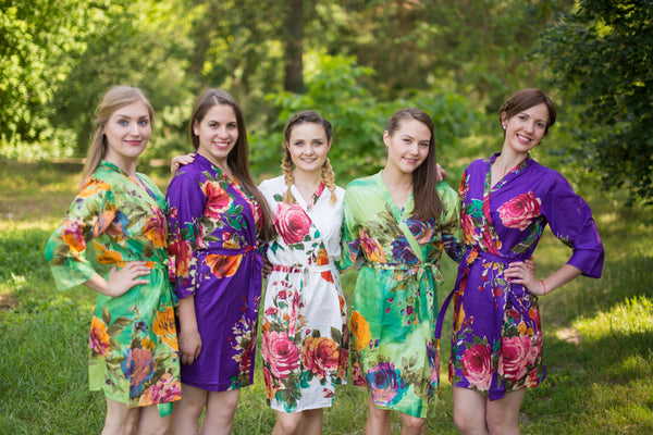 Purple and Green Wedding Colors Bridesmaids Robes
