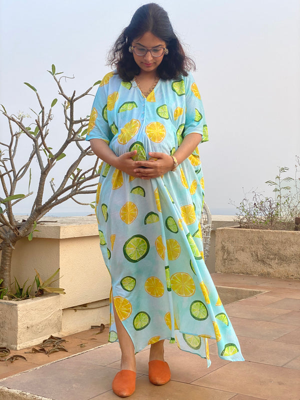 Citrus Dreams Maternity "Stunningly Simple" Style Caftan | Soft Jersey Knit Organic Cotton | Maternity House Dress