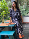 Black Cute Cacti "Stunningly Simple" Style Caftan | Soft Jersey Knit Organic Cotton | Perfect Loungewear House Dress