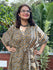 Olive Green Bordered Hand Block Printed Caftan with V-Neck, Cinched Waist and Available in both Knee and Ankle Length