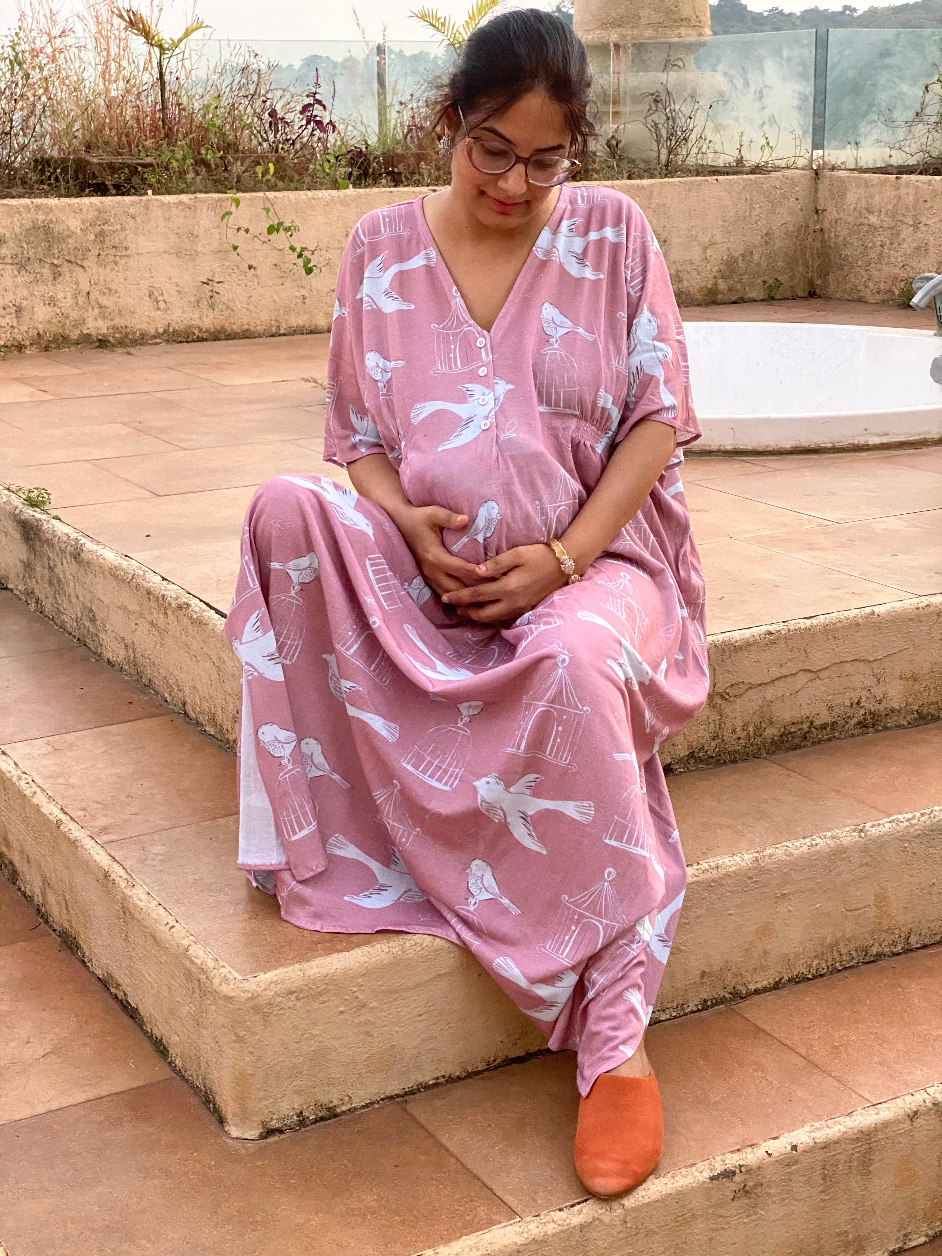 Rose gold Free Thinker Maternity "Stunningly Simple" Style Caftan | So | Laughing Cherries Rose gold Free Thinker Maternity "Stunningly Simple" Style Caftan | So | Laughing Cherries
