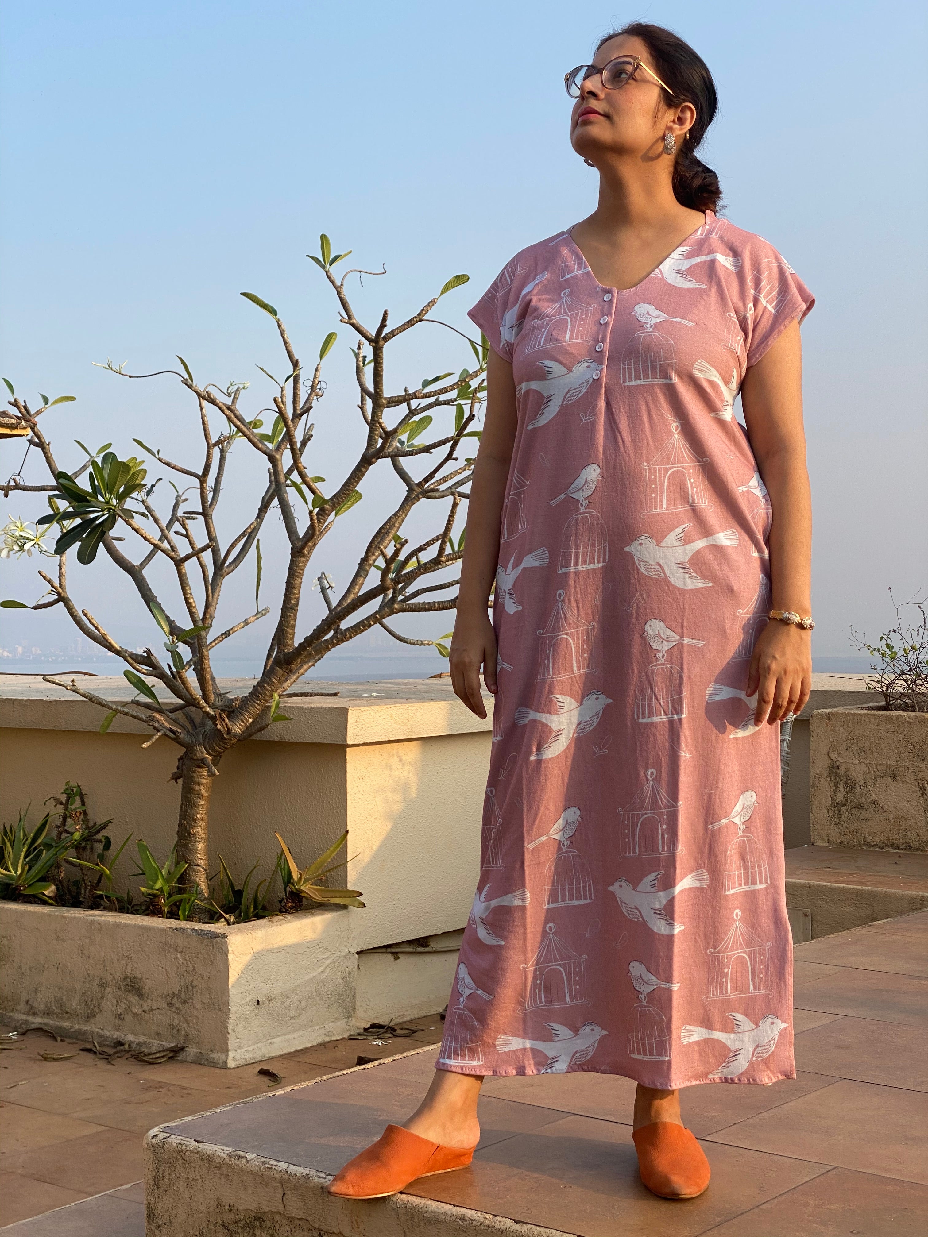 Rosegold Free Thinker "My Mojo" Lounge Dress | Soft Jersey Knit Organi | Laughing Cherries Rosegold Free Thinker "My Mojo" Lounge Dress | Soft Jersey Knit Organi | Laughing Cherries