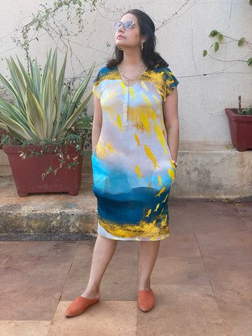 Upstream "My Mojo" Lounge Dress | Soft Jersey Knit Organic Cotton | Oversized House Dress