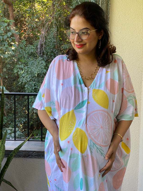 Summertime Maternity "Stunningly Simple" Style Caftan | Soft Jersey Knit Organic Cotton | Maternity House Dress