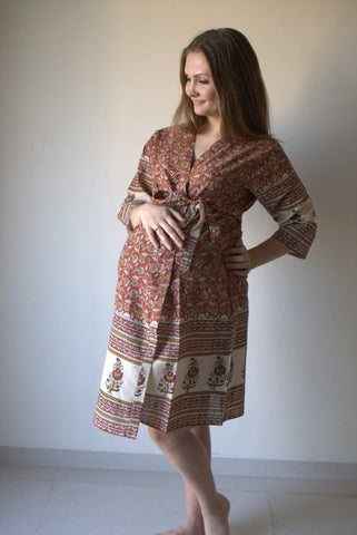 Organic Hand Block Maternity Robes