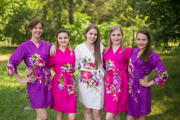 Purple and Fuchsia Wedding Colors Bridesmaids Robes