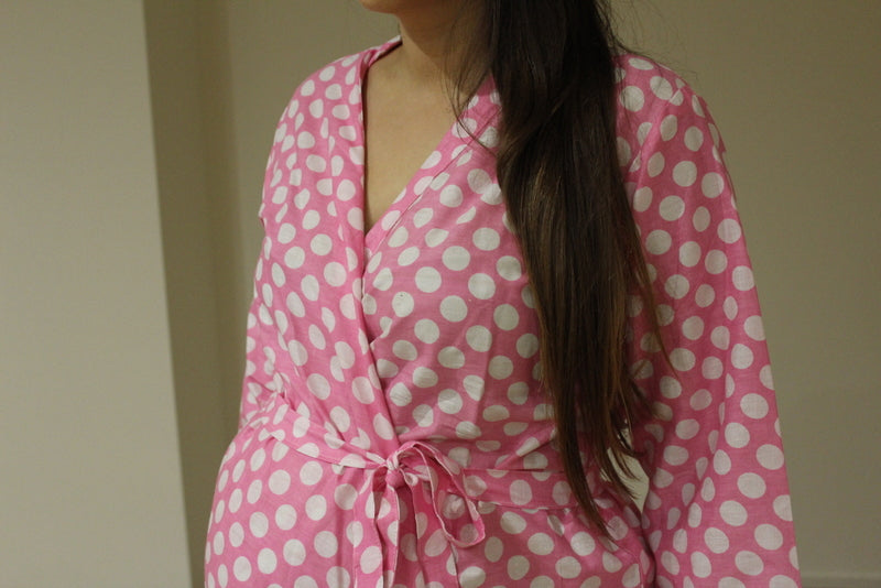 pink polka dot maternity dress Seraphine Jolene - Knot front Maternity Dress