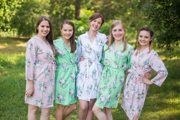 Antique Pink and Mint Wedding Colors Bridesmaids Robes