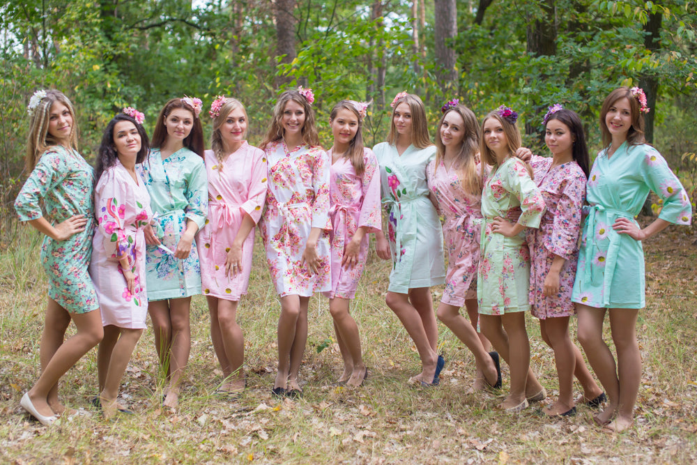 Mint & Pink Wedding Colors Bridesmaids Robes Mint & Pink Wedding Colors Bridesmaids Robes