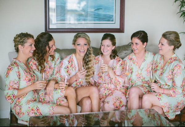 Pink and Mint Wedding Colors Bridesmaids Robes