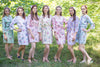 Mismatched Romantic Floral Patterned Bridesmaids Robes in Soft Tones