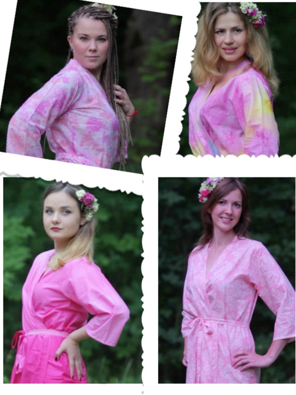 Assorted Pink Patterns, Shades of Pink Bridesmaids Robes