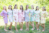 Mismatched Faded Flowers Patterned Bridesmaids Robes in Soft Tones