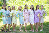 Mismatched Falling Daisies Patterned Bridesmaids Robes in Soft Tones
