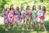 Mismatched Fuchsia Large Floral Blossom Patterned Bridesmaids Robes in Soft Tones|Mismatched Fuchsia Large Floral Blossom Patterned Bridesmaids Robes in Soft Tones|Mismatched Fuchsia Large Floral Blossom Patterned Bridesmaids Robes in Soft Tones|Large Fuchsia Floral Blossom
