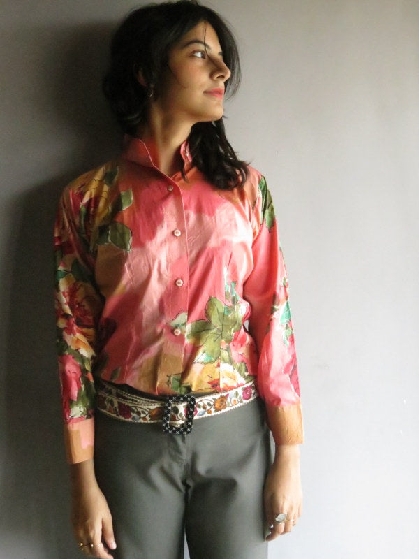 Coral Floral Buttoned Shirt