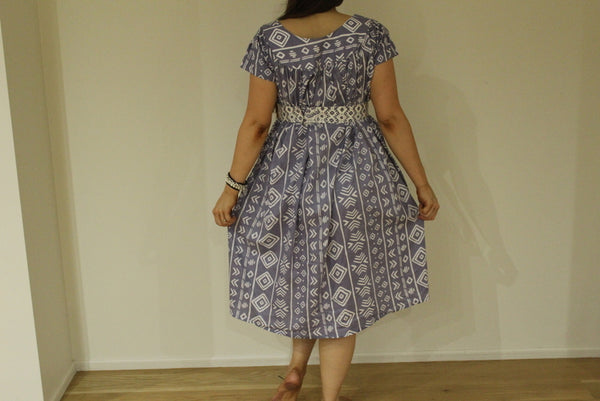 Aztec 50s style Maxi Maternity Dress