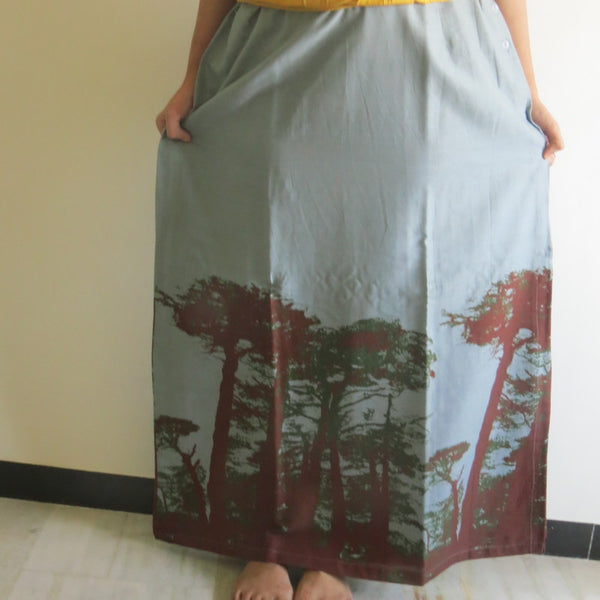Gray Tree of Life Wrap Around Skirt