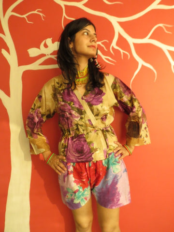 Purple Floral Shorts