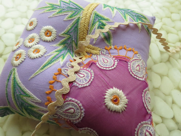 One of a kind embroidered Ring Bearer Pillow