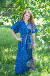 Dark Blue Best of both the worlds Style Caftan in Abstract Florals Pattern