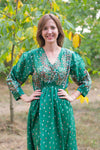 Dark Green Shape Me Pretty Style Caftan in Abstract Floral Pattern