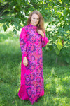 Magenta Charming Collars Style Caftan in Abstract Floral Pattern