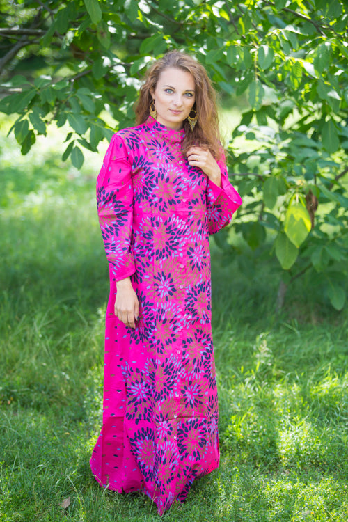 Magenta Charming Collars Style Caftan in Abstract Floral Pattern|Magenta Charming Collars Style Caftan in Abstract Floral Pattern|Abstract Floral