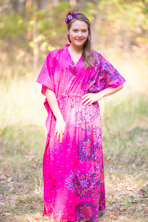 Magenta The Drop-Waist Style Caftan in Abstract Floral Pattern