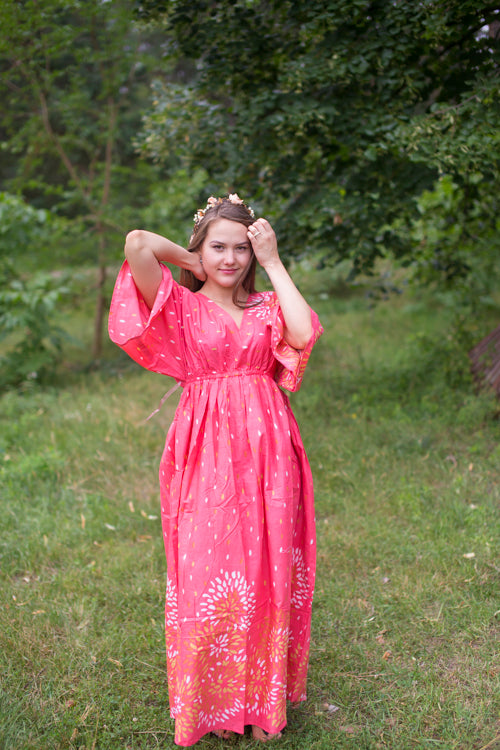 Red I Wanna Fly Style Caftan in Abstract Floral Pattern