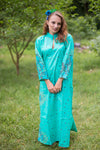 Teal Mandarin On My Mind Style Caftan in Abstract Floral Pattern