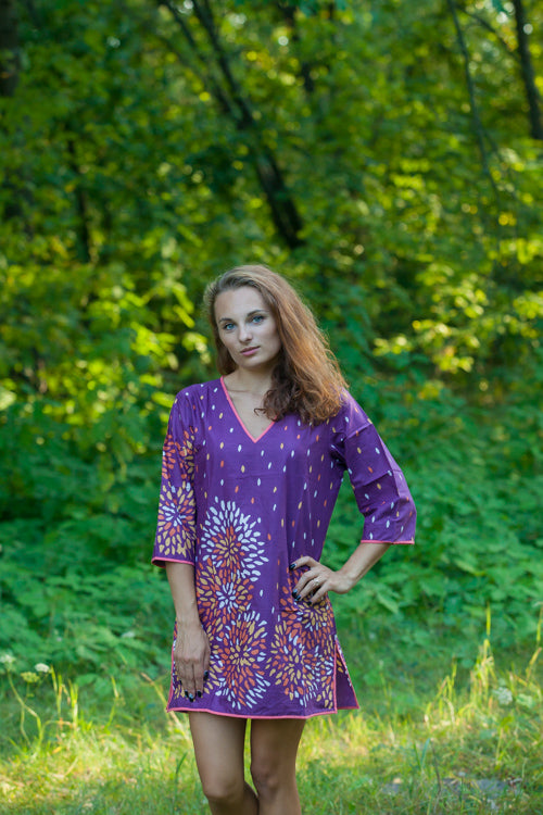 Wine Sun and Sand Style Caftan in Abstract Floral Pattern
